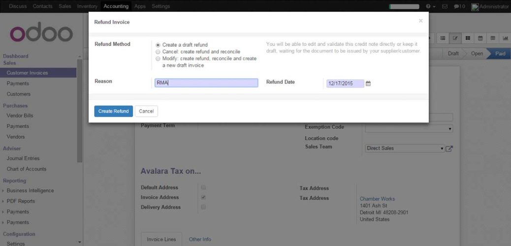 Create Refund Invoice Create Refund Invoice
