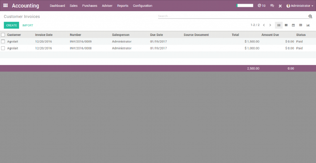 customer invoice