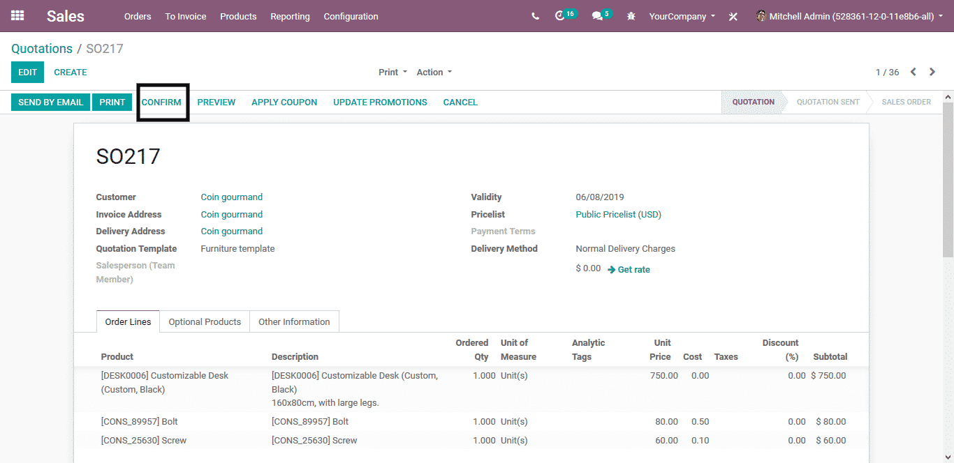 odoo sales management