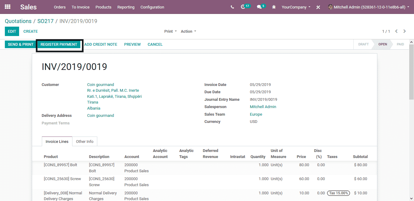 odoo sales management