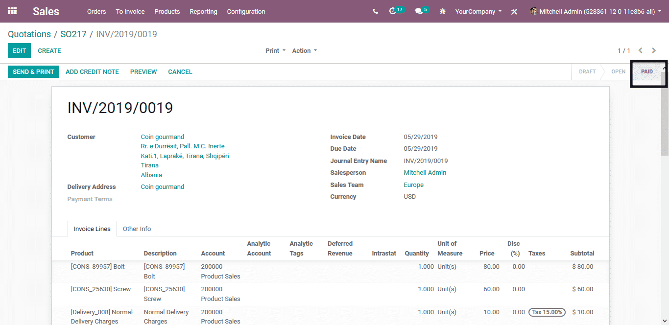 odoo sales management
