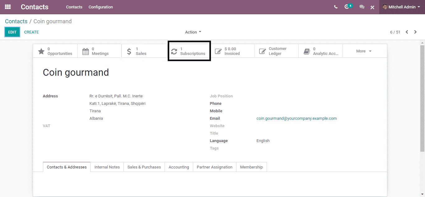 Odoo Subscription