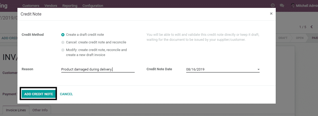 odoo invoicing