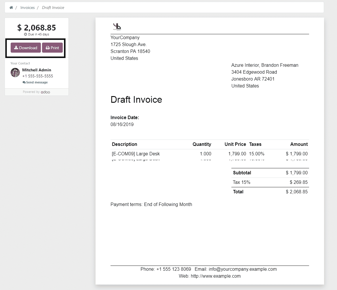 odoo invoicing