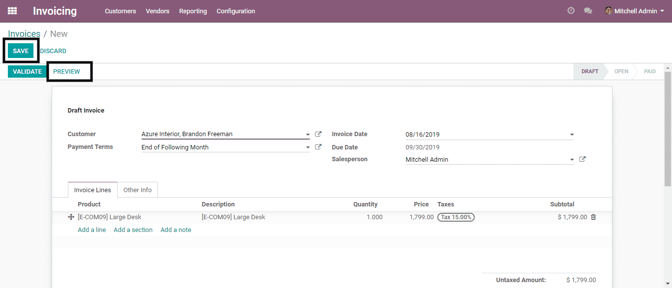 odoo invoicing