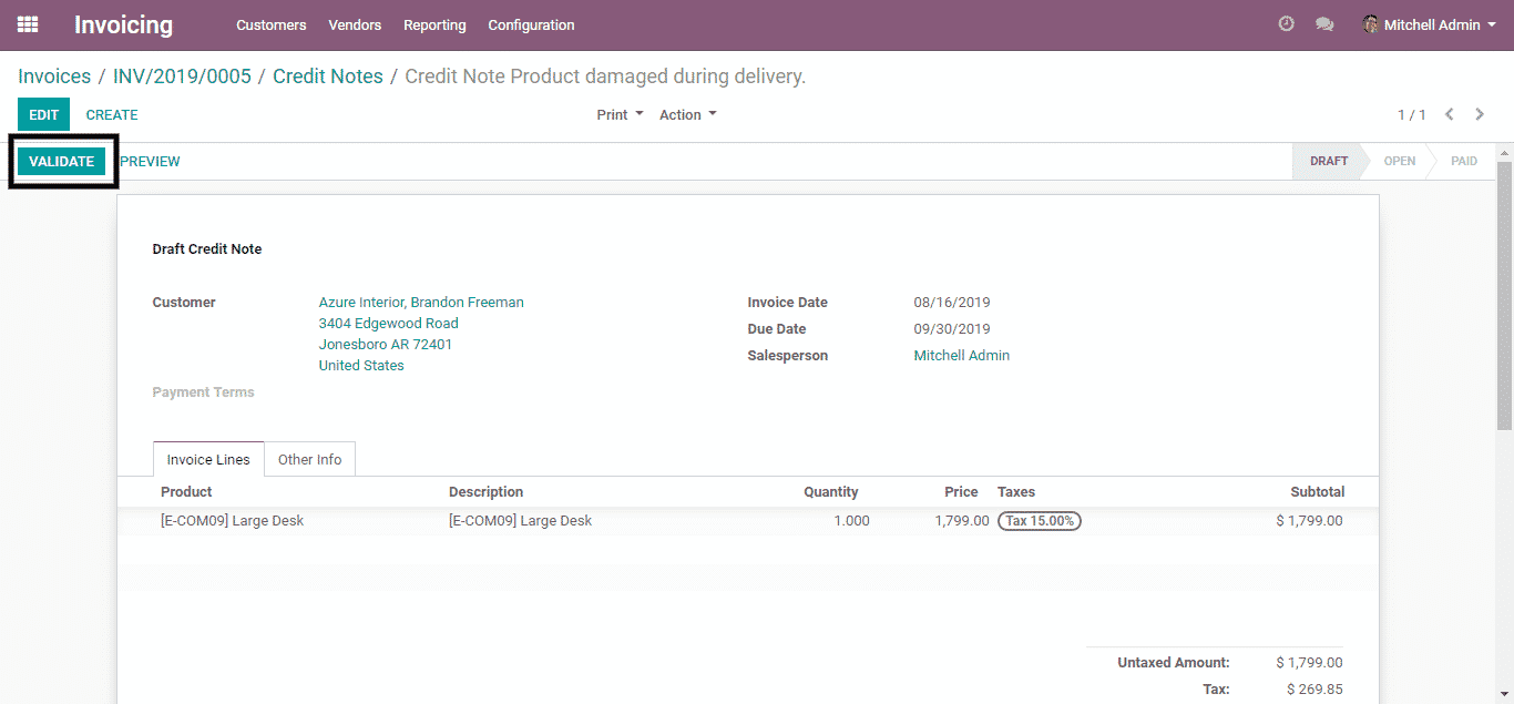 odoo invoicing