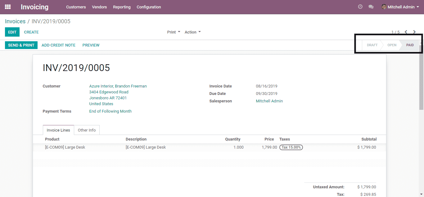 odoo invoicing
