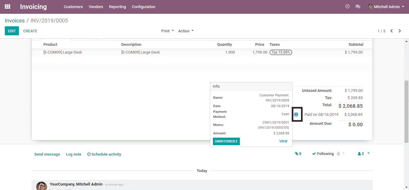 odoo invoicing