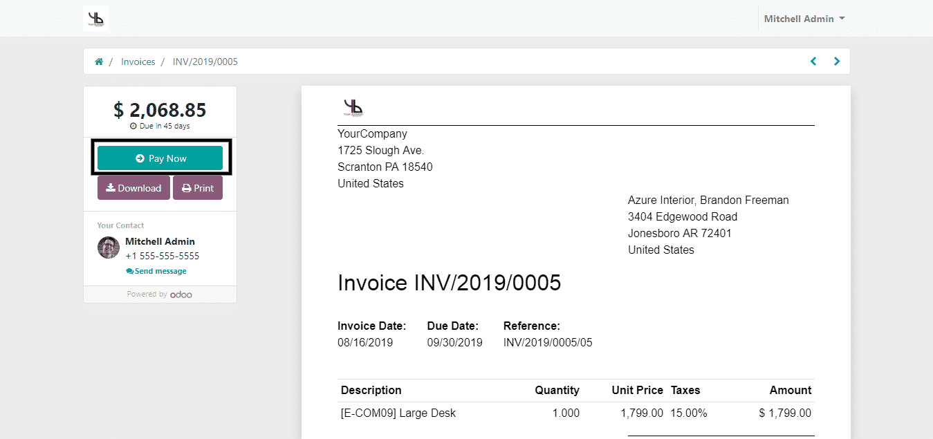 odoo invoicing