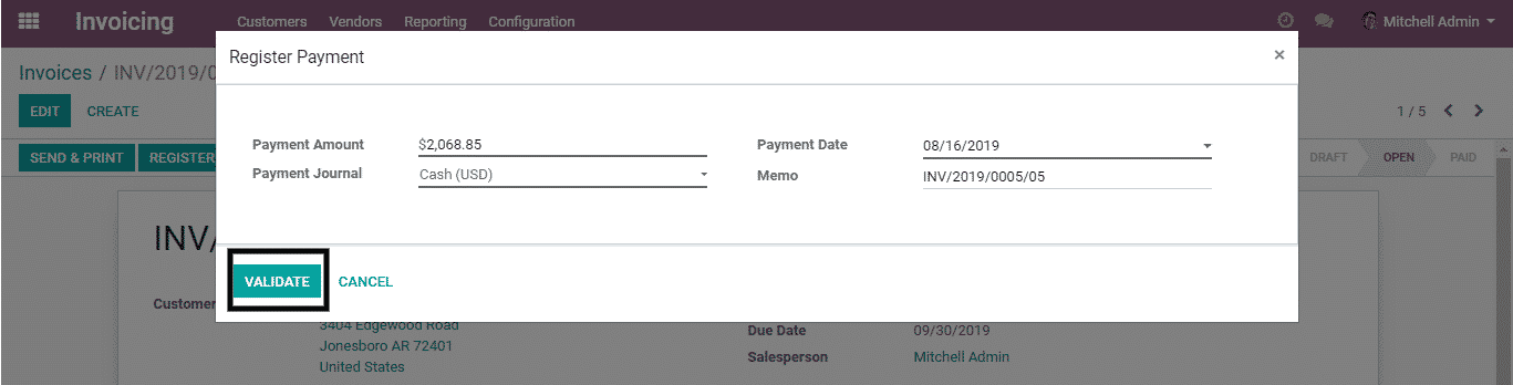 odoo invoicing