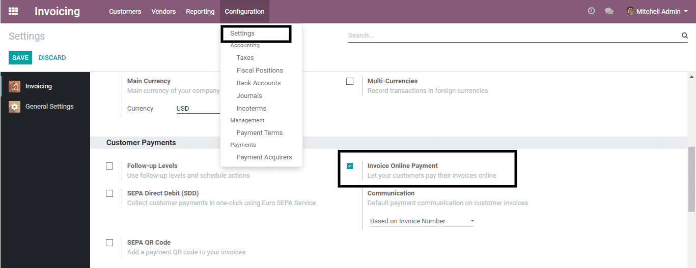 odoo invoicing