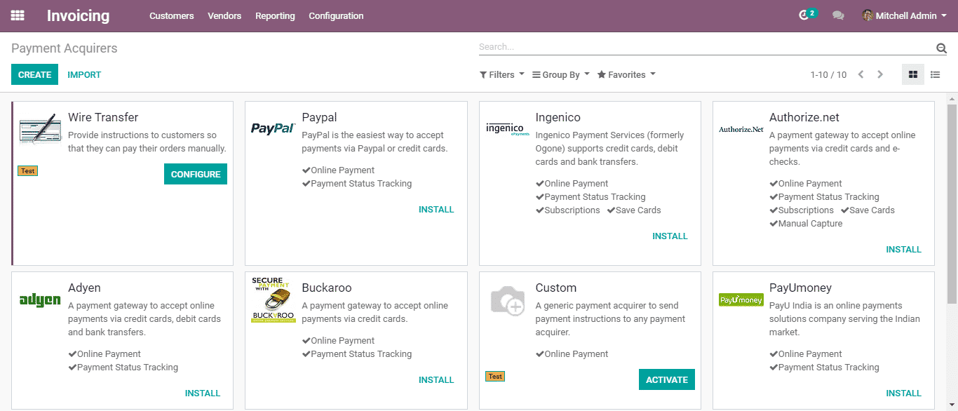 odoo invoicing