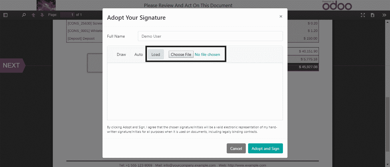 odoo signature module