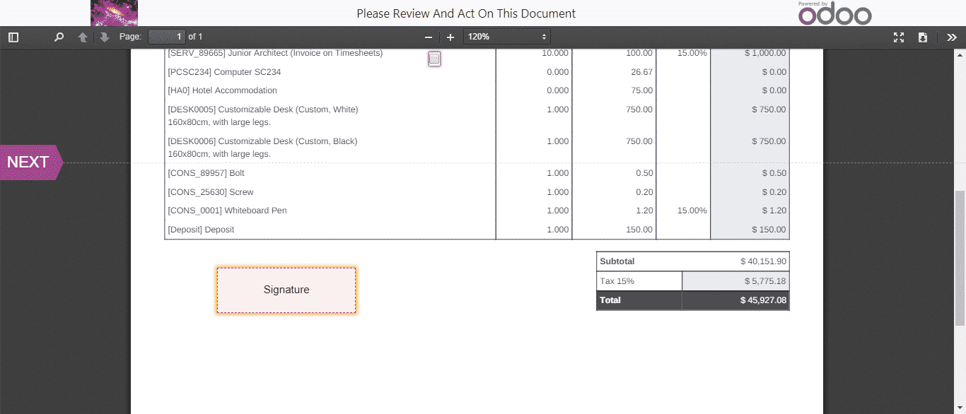 odoo signature