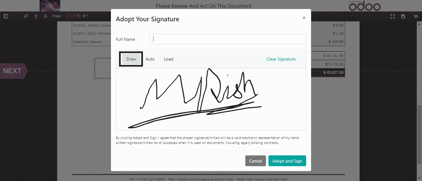 odoo sign module